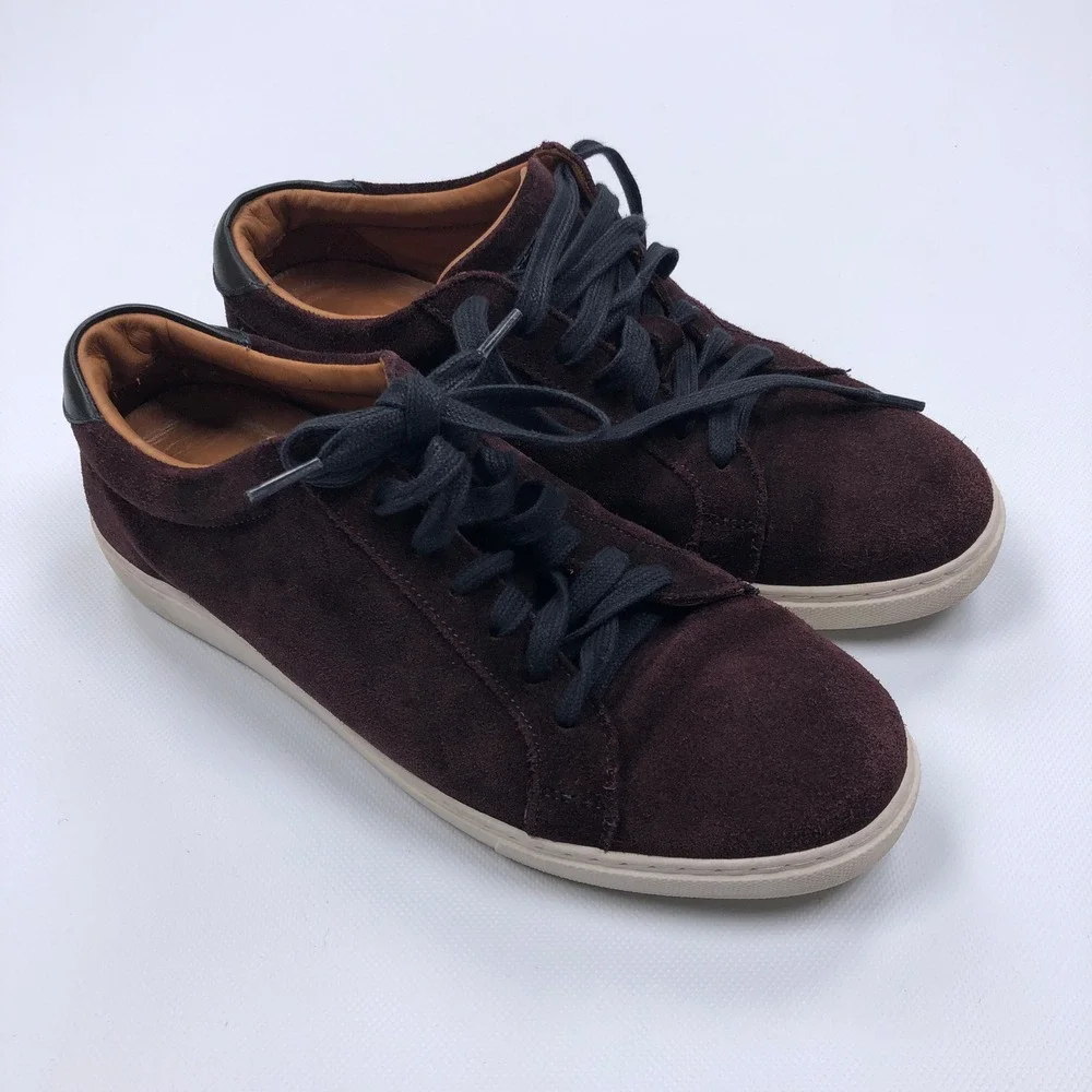 Allen Edmonds Courtside Mens 7.5 E Burgundy Suede Low Top Sneakers 5642
